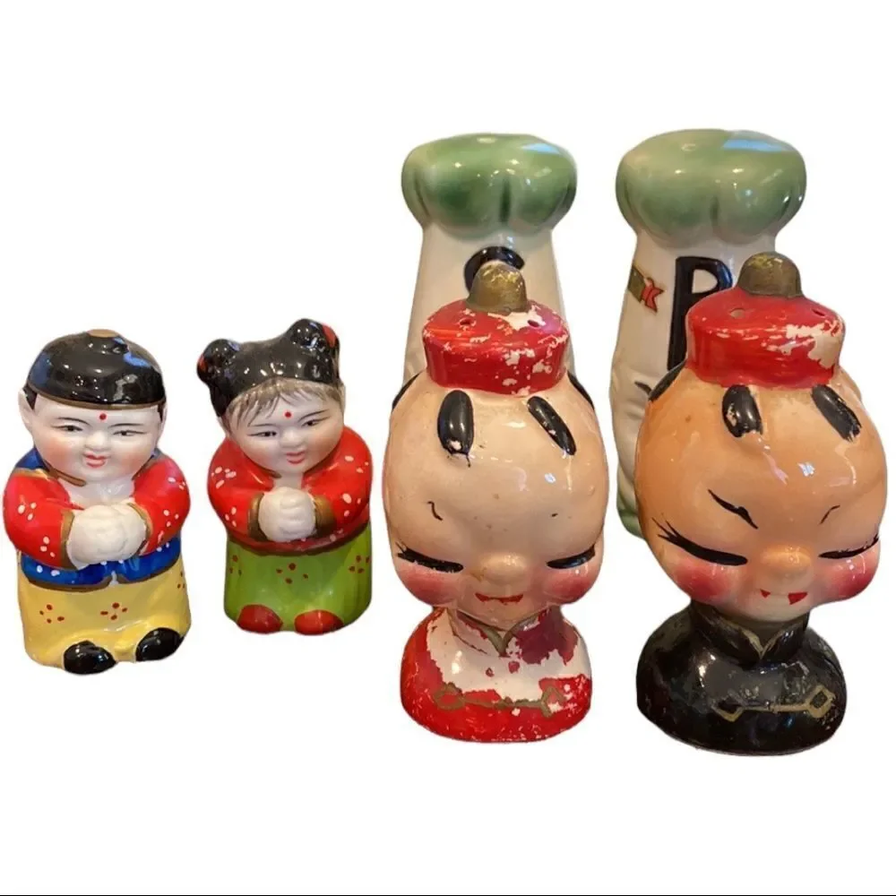 Lot of 3 Sets Vintage Asian Salt and Pepper Shakers